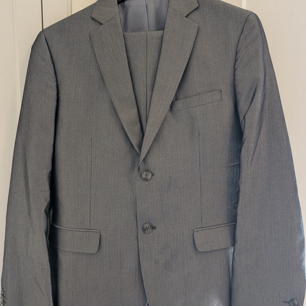 Classic Men's Charcoal Gray Two-Button Suit Jacket